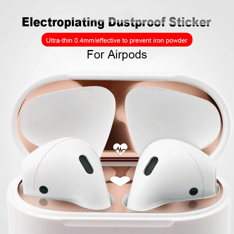 Metal Plating Dust Guard Protect Sticker For Apple AirPods 1:1 Luxury Scratchproof Inner Coque 1 2 Universal Case | Электроника