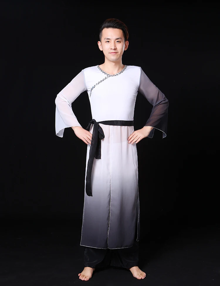 Rushed китайский Hanfu Классическая танца Костюмы Для мужчин Национальный Костюм Градиент Современная Античная Китайский Стиль