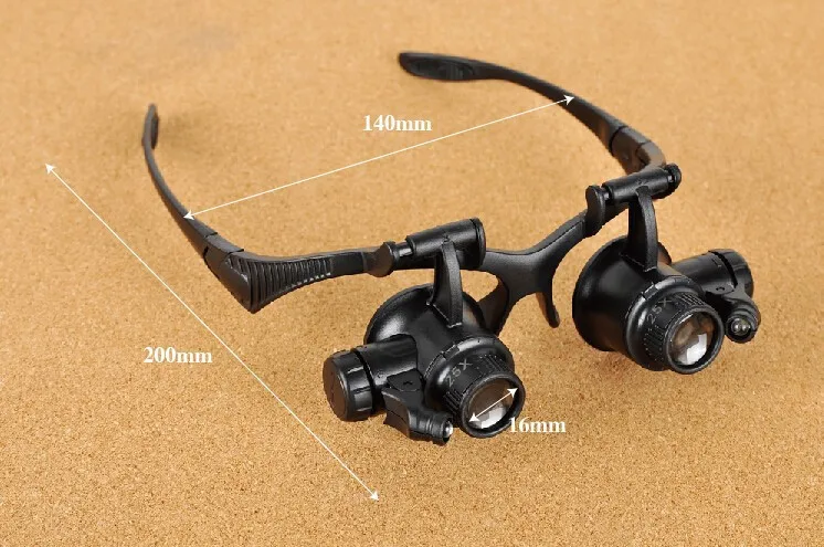 Ношение Лупа Светодиодная лампа очки ювелирные изделия увеличительное стекло