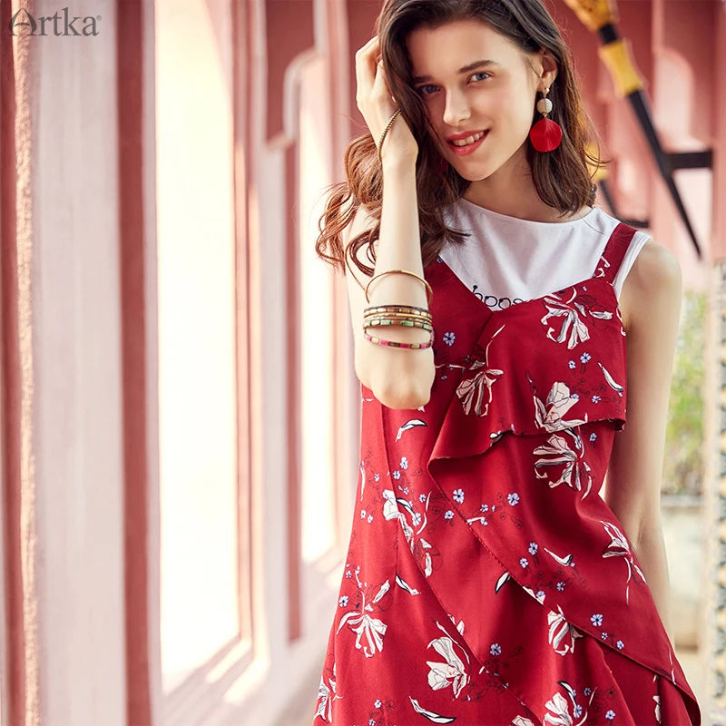 Платье ARTKA женское шифоновое с треугольным вырезом на тонких бретельках