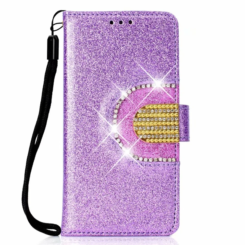 Блестящий кожаный чехол с кристаллами для Huawei mate 20 P20 P30 lite honor 10 9 pro Y7 Y6 2019 2018 50
