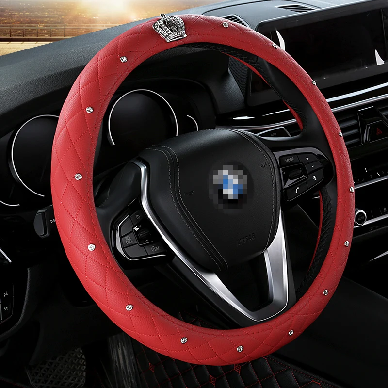 Роскошный чехол на руль OUMANU из искусственной кожи с кристаллами в виде короны для