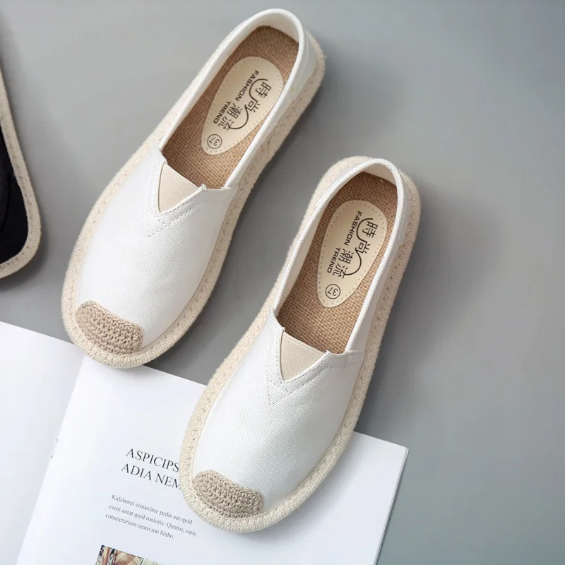 Женские легкие дышащие туфли на плоской подошве белые мягкие удобные Espadrilles