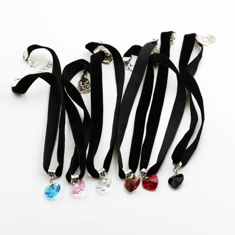 6 цветов простое ожерелье в форме сердца s и подвески кружевное чокер макси стиле