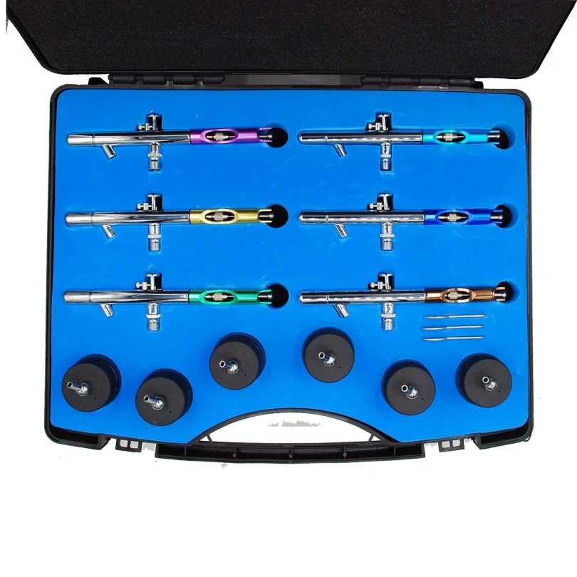 Набор аэрографов для макияжа тела с 6 аэрографом и 12 индивидуальными цветами