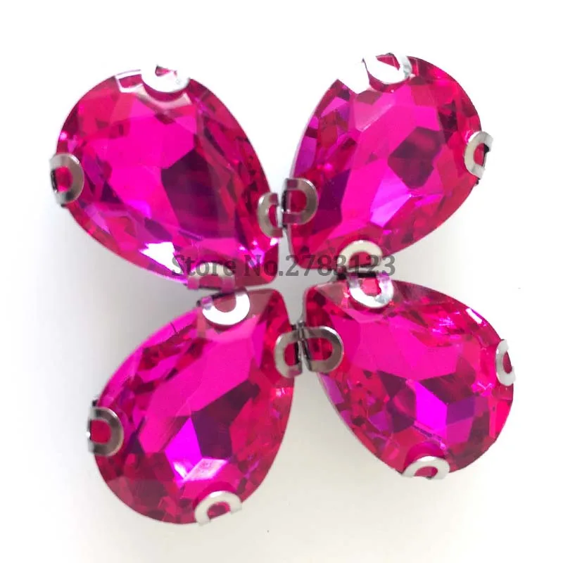 Каплевидный розовый красный D коготь AAA + стеклянный хрусталь пришивной камень