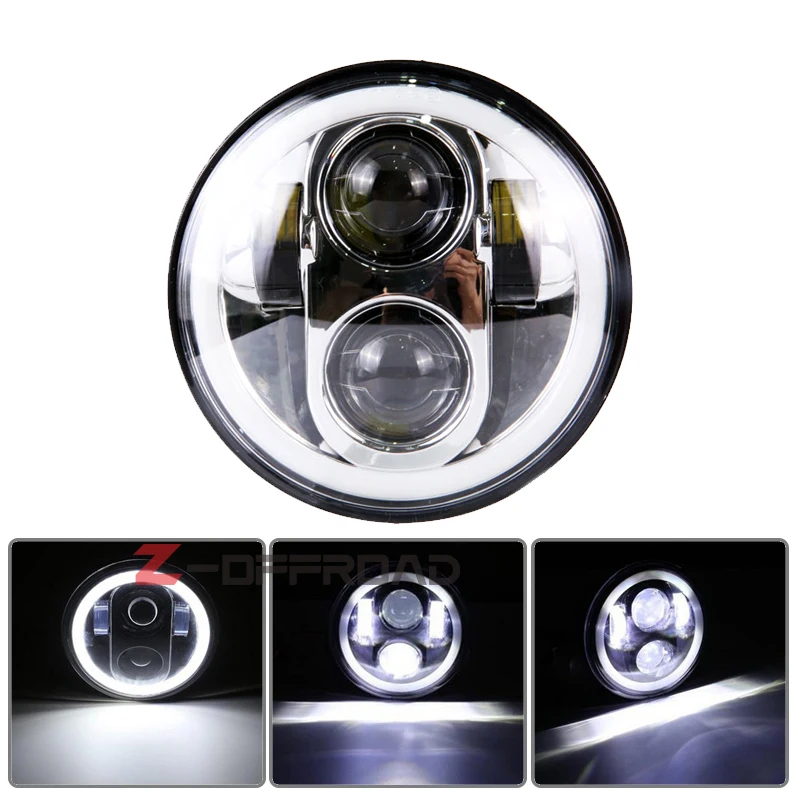 Для мотоцикла plug and play 5 75 "LED H4 фара с белым галогенным кольцом для dyna FX Softail |