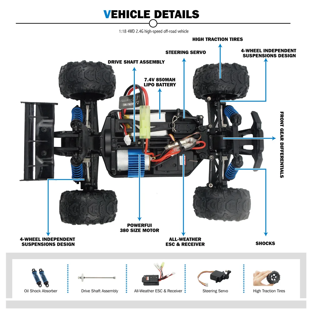 1:18 50 км/ч 2 4 г RC автомобиль 4WD радиоуправляемые машинки внедорожных Грузовиков