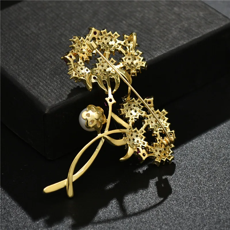 SINZRY handmade glaze cubic zircon freshwater pearl sweety flower elegant popular brooch pin lady scarves buckle | Украшения и