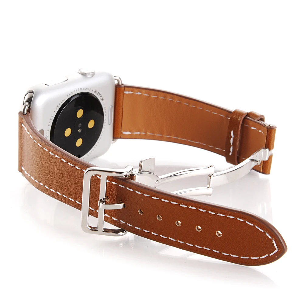 Кожаный ремешок для наручных часов Apple watch, версии 4 44 мм 40 мм aplle часы correa, 42 мм, 38 мм, для iwatch, версия 4/3/2/1 наручные часы для развертываемая застежка