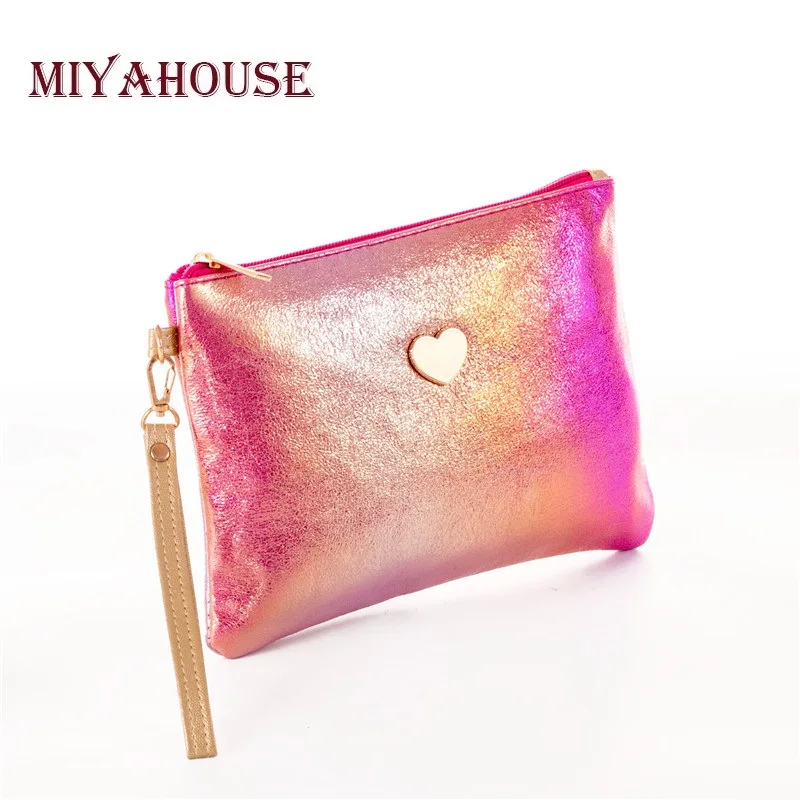 4390-4 Miyahouse мини одноцветная женская косметичка Лазерная из искусственной кожи женская маленькая дорожная сумка, косметичка для путешествий для девушек с любовью - Цвет: 4390-4