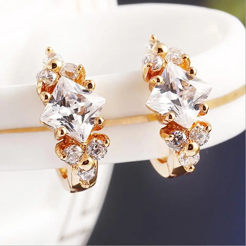 2015 новинка золото плакировкой / платины очаровательная циркон серьги заявление