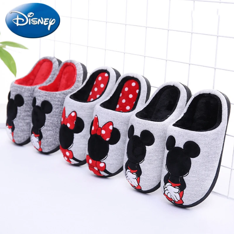 Disney/зимние милые розовые домашние хлопковые тапочки с Микки Маусом для мальчиков