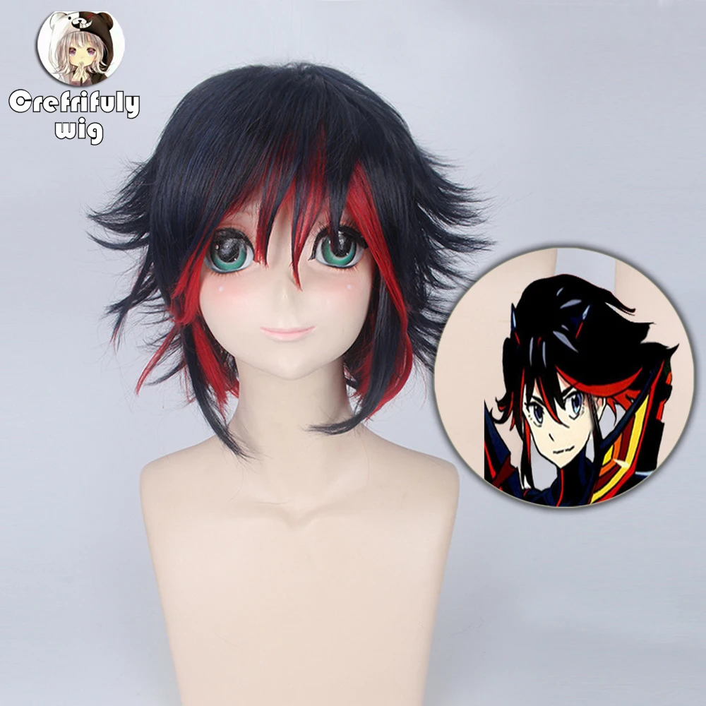30cm KILL la KILL Ryuuko Matoi Black Blue Red Ombre Short Cosplay Wig Heat Resistant Synthetic Hair Peruca Costume Wigs Women