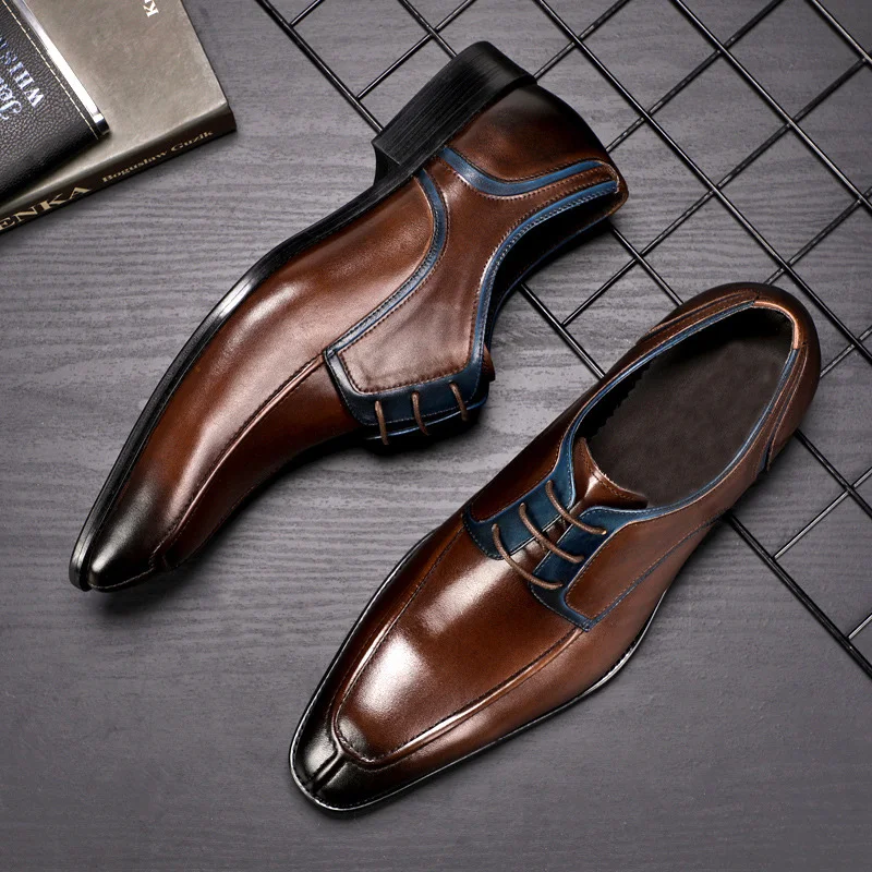 Fashion 2019 Retro Business Mens Pointy Shoes Oxfords Brand Luxury Men Genuine Leather Dress Chaussures hommes | Обувь