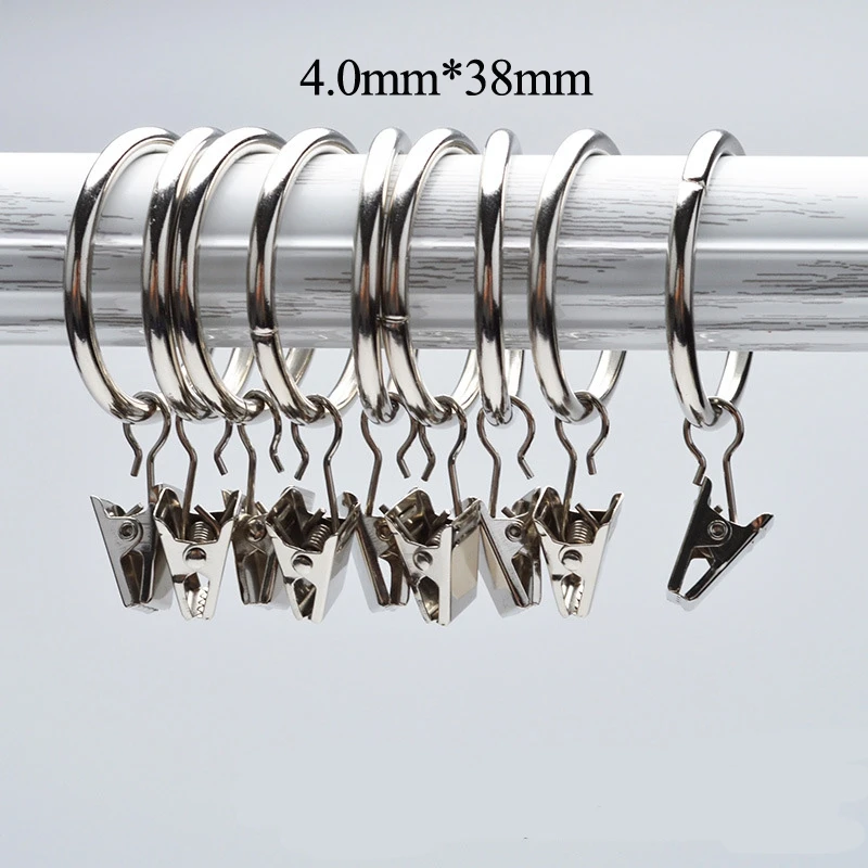 10 pcs/pack High Qaulity Shower Curtain Rings Clamps Drapery Clips Bath Curtain Rod Clips Window Home Decoration - Цвет: 4x38mm