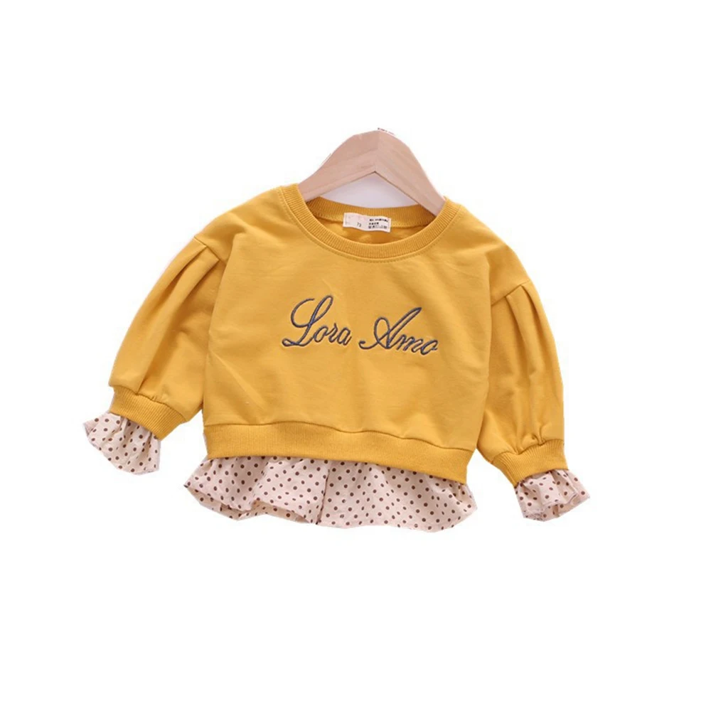 2019 г. Осенний Детский свитер для девочек Детские хлопковые толстовки в горошек с