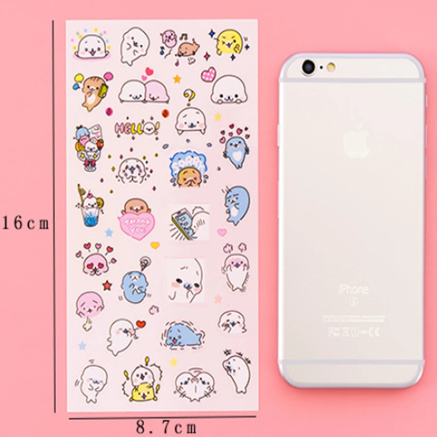 6 шт./упак. кавайная наклейка для морской собаки праздника Васи альбом молочного