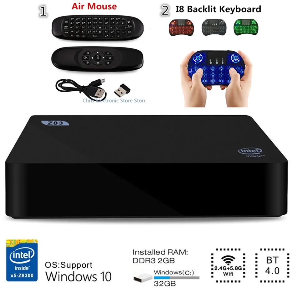 Z83II Windows 10 Мини ПК Intel Atom x5 Z8350 четырехъядерный процессор 2G 32G 64G 2 4G 5 8G WiFi смарт набор