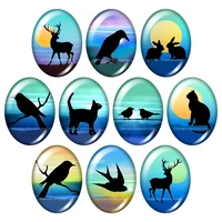 beauty animals elk birds cat 10pcs 13x18mm18x25mm30x40mm mixed oval photo glass cabochon demo flat back jewelry findings gift