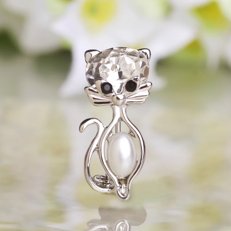 Броши-кошки из жемчуга и циркона свадебные ювелирные изделия аксессуары для