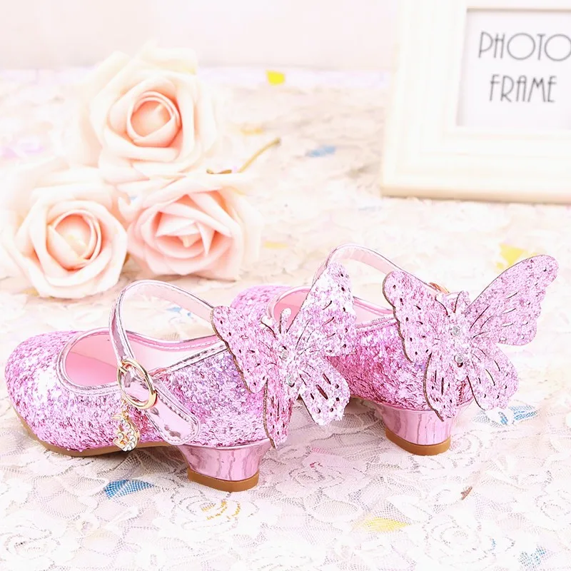 

2018 NEW STYLE Cinderella children's crystal shoes princess high-heeled single spring and autumn diamond performance shoes