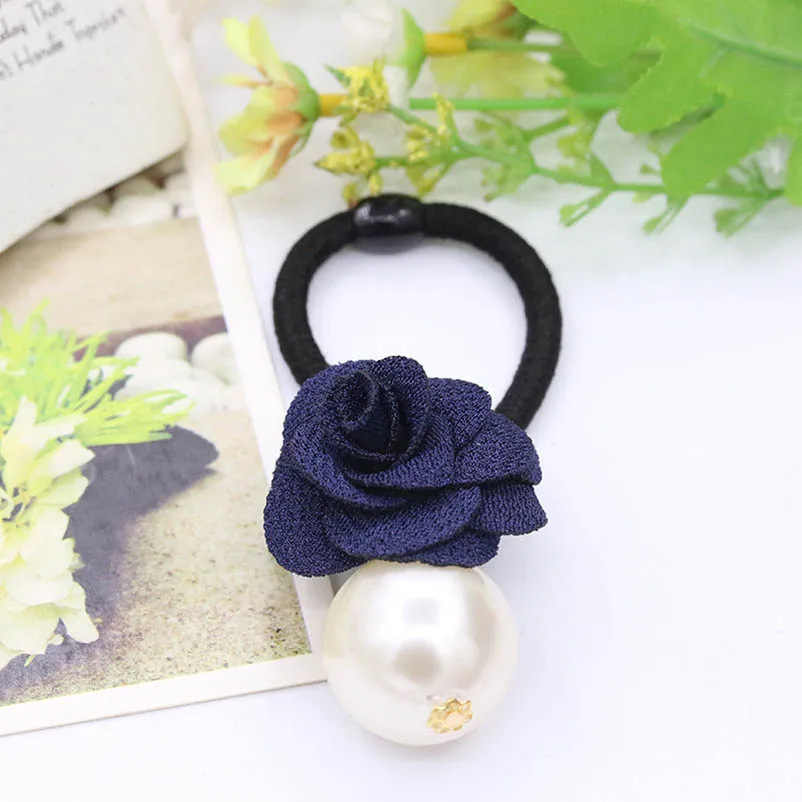 Тёмно Красные эластичные ленты для волос с искусственным жемчугом| |