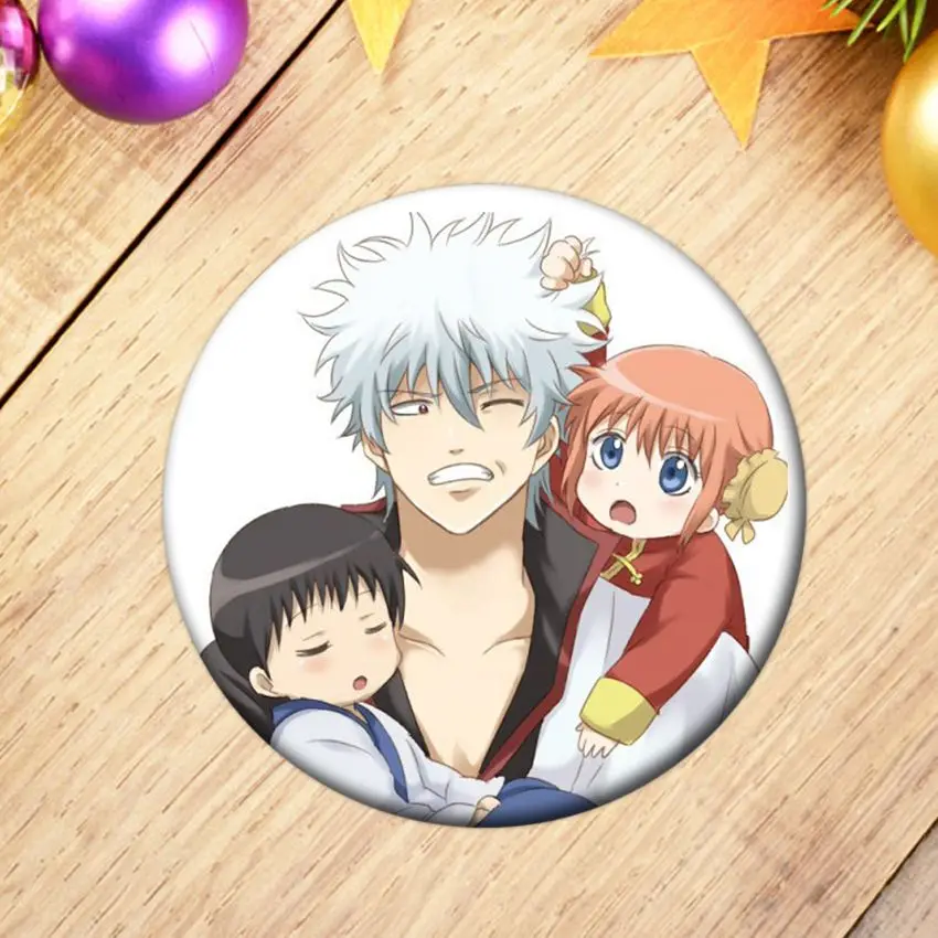 1 шт. аниме GINTAMA значок косплея Sakata Gintoki Брошь булавка Sadaharu Hijikata Toushirou коллекция