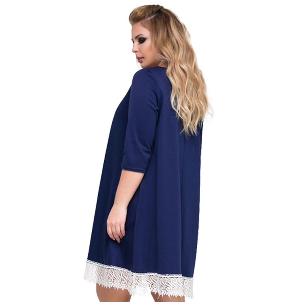 Romacci плюс платья для женщин 4xl 5xl 6xl кружевное платье с О образным вырезом и 3/4