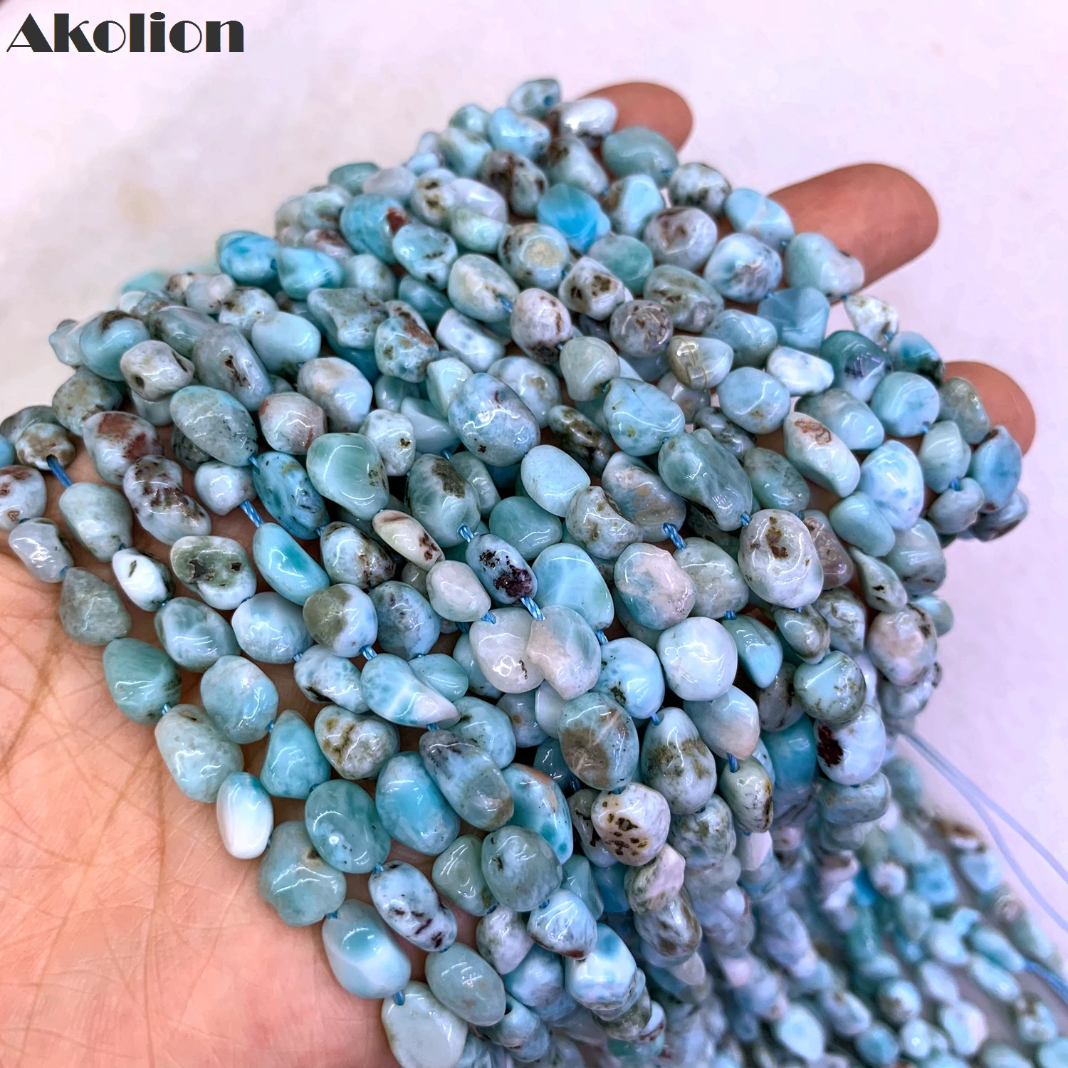 Бусины Akolion Larimar Nugget Натуральный светло-голубой Асимметричный камень для