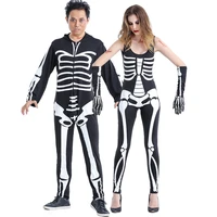 couple halloweeb cosplay costumes black terrible skeleton skull printed jumpsuit ghosts vampire demon devil cosplay lover set