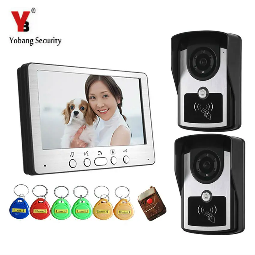 Видео-телефон двери + 2 камеры проводной дверной звонок видеодомофон монитор 7