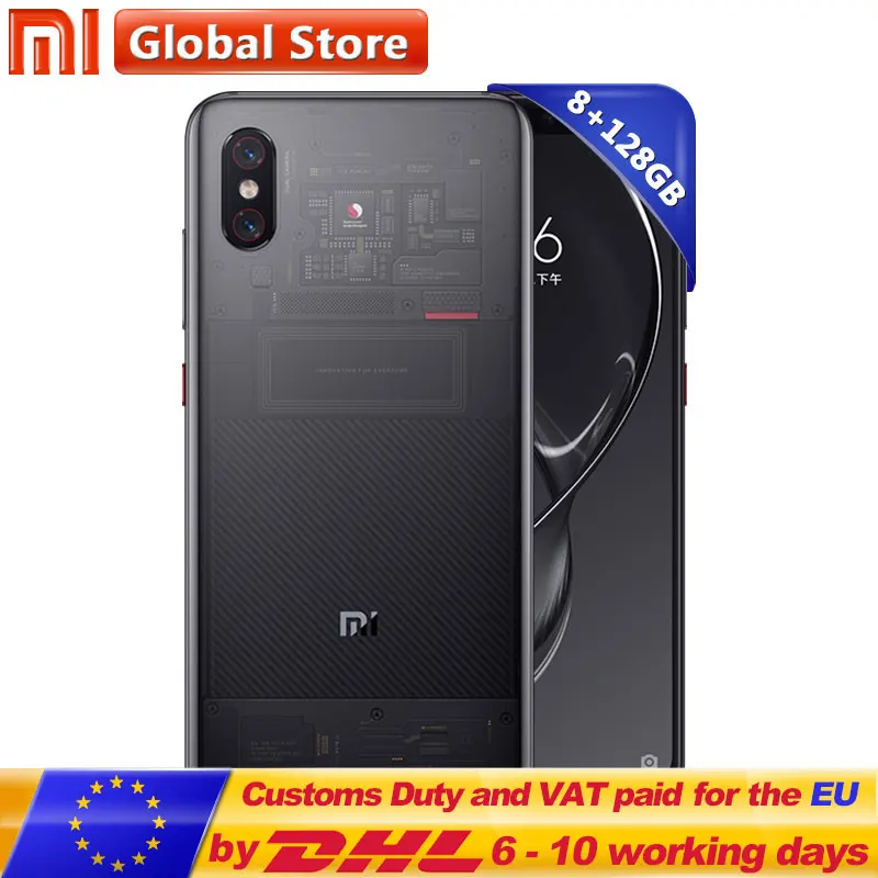 Оригинальный Xiaomi mi 8 Explorer Edition ГБ 128 6 21 &quot18 7: 9 полный экран Snapdragon 845 двойной сзади