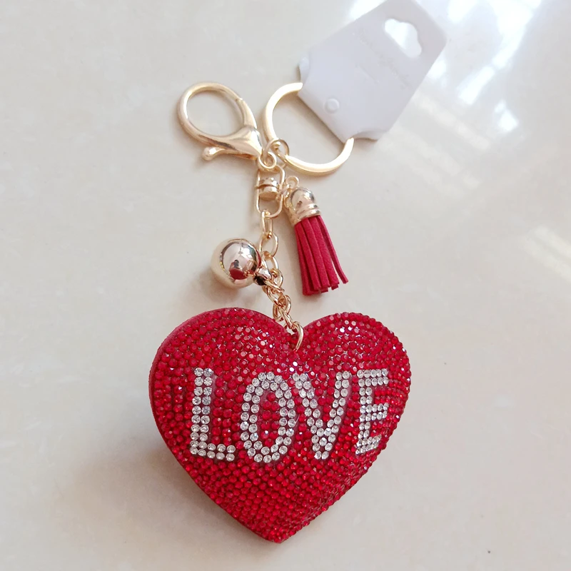 Новый брелок с сердечками двухцветные Хрустальные Бусы Брелок для ключей