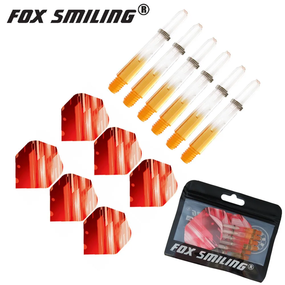 orange 6 шт. нейлоновые дротики валы с 6 шт. PET полеты Fox Smiling 2BA 35 мм Дротика валы и шесть цветов аксессуары для игры в Дартс - Цвет: orange