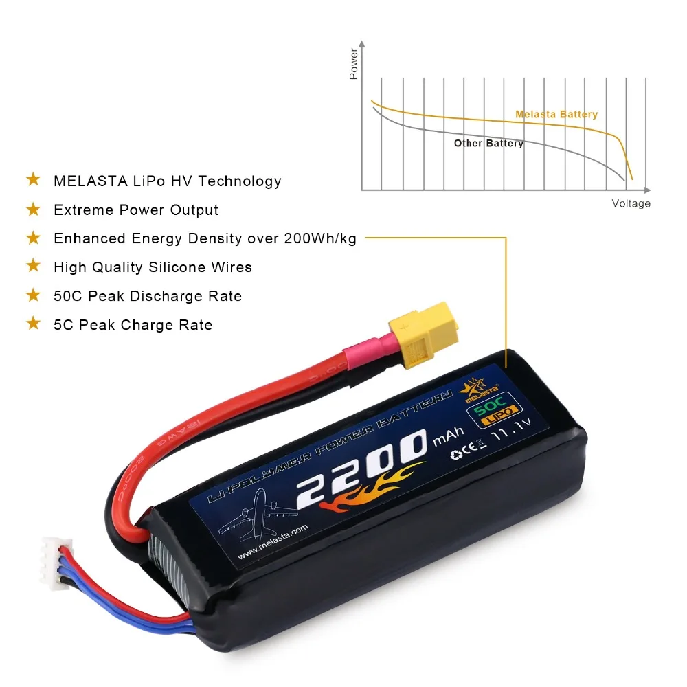 Melasta 3S 50C 2200mAh 11,1 V LiPo RC батарея с вилкой XT60 для RC автомобиль грузовик беспилотный самолет Heli