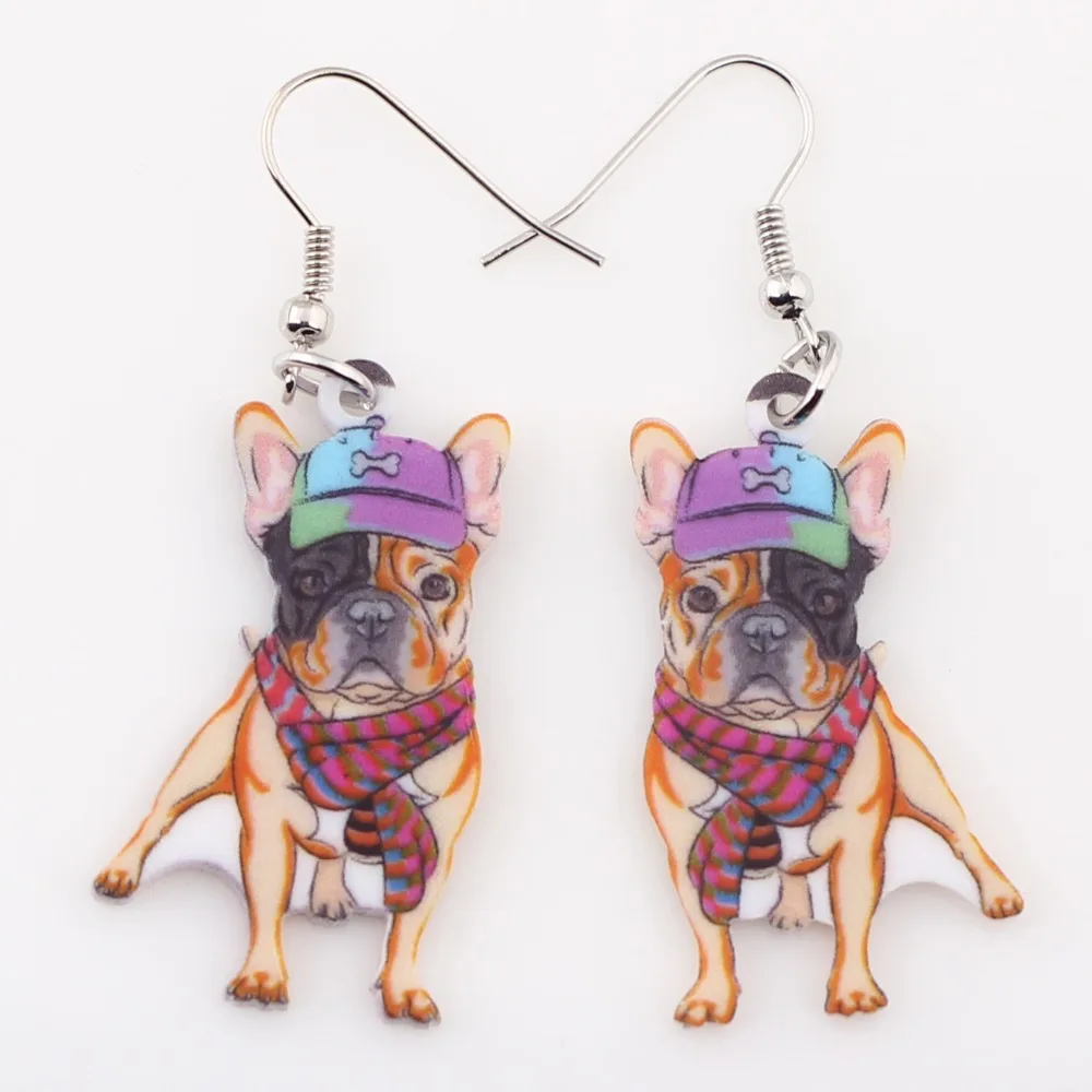 Милые висячие серьги Bonsny из акрила с рисунком мопса и собаки длинные Модная
