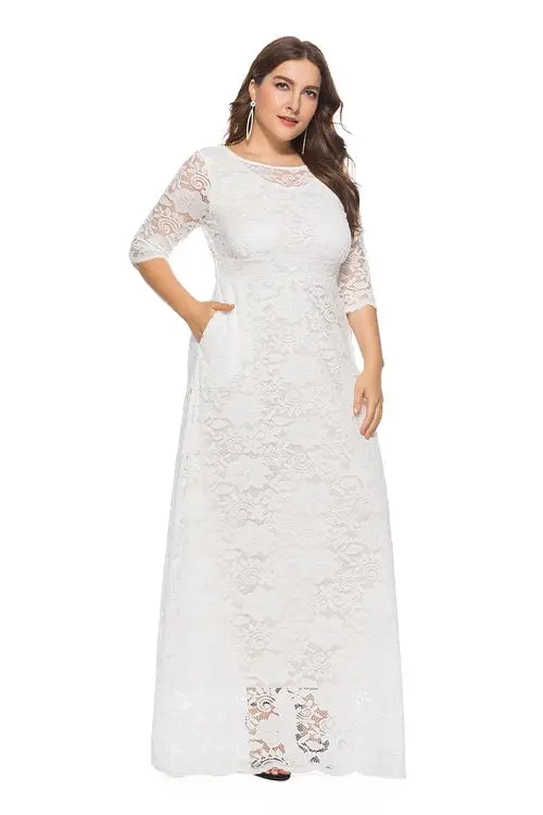 Vestido de madrinha юбка Русалка больших размеров черные темно-синие кружевные платья для матери невесты Платья с коротким рукавом для матери на свадьбу - Цвет: Белый