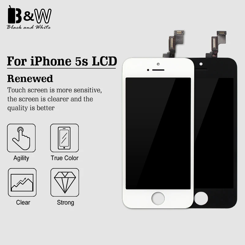 100 шт./лот оптовая продажа Запчасти для iPhone 5S ЖК-экран в сборе | Мобильные телефоны