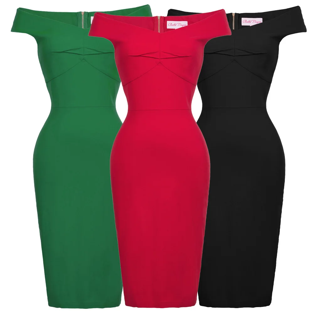 Сексуальные платья с открытыми плечами, женские летние вечерние платья для офиса, Ретро стиль, винтажное Однотонное Платье До Колена, облегающее платье-карандаш