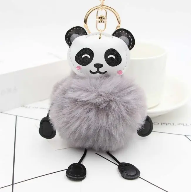 1 шт. Kawaii панда искусственный мех кролика мягкий шар брелок для женщин сумка Подвеска автомобили плюшевые брелки для девочек подарок