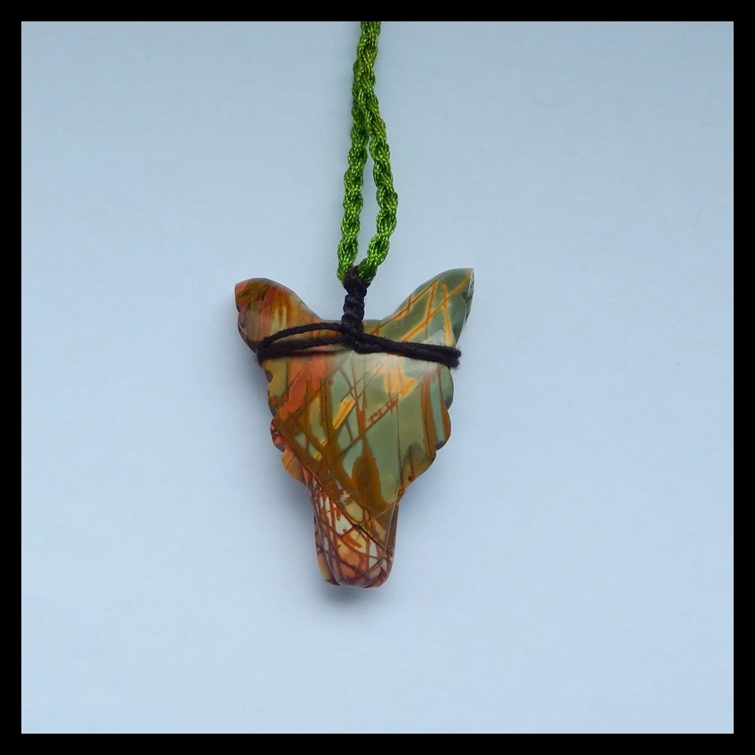 Натуральный камень разноцветная яшма Пикассо Резная Голова волка модные