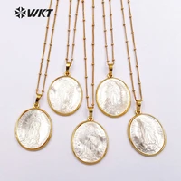 wt jn022 wkt noble snowy natural shell jesus christ pendants bamboo chain necklaces hand carved white shell pendant necklaces