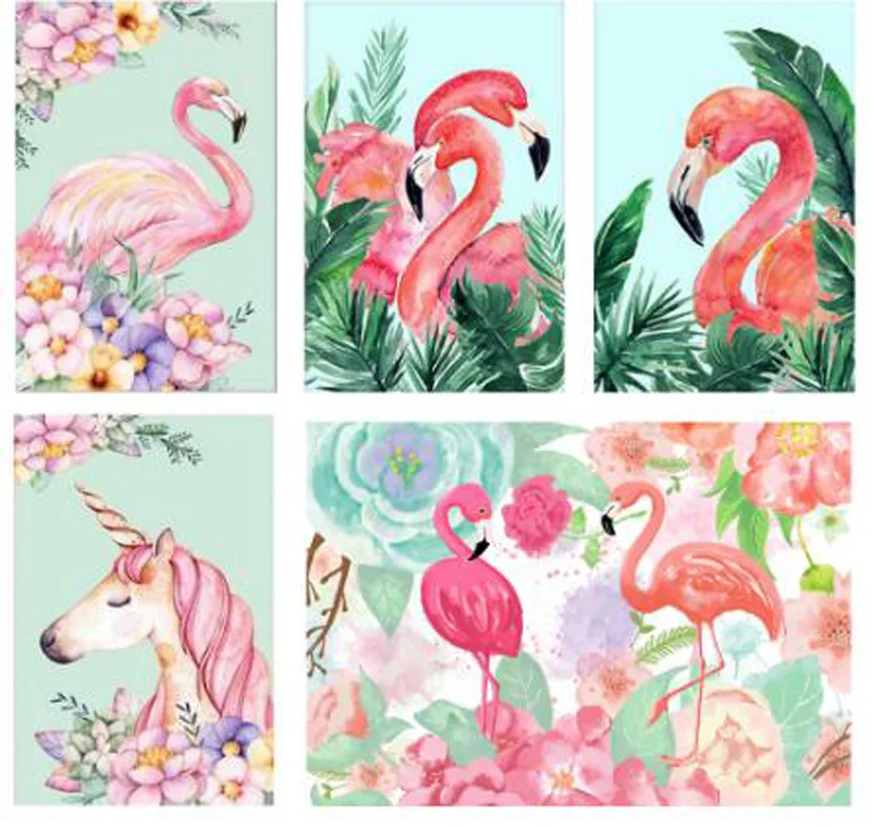 

Full Square 5D DIY Diamond Painting Cross-Stitch Kits Pink series flamingo Diamond Embroidery Painting Mosaic Home Decor Gift