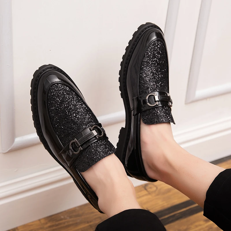 Мужские классические туфли Sooneeya блестящий золотистый Серебристый цвет