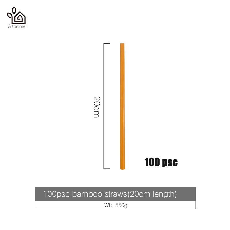 19-20cm length Entertime 100 шт./лот Натуральные Бамбуковые соломинки многократного использования органические питьевые соломинки для вечеринки, дня рождения, свадьбы, барные инструменты - Цвет: 19-20cm length