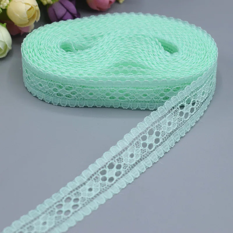 Mint Green 10 ярдов одежды ткань шитья и вышивки цвета слоновой кости черный Обрезной хлопок вязать кружева тканые ручной работы ремесло - Цвет: Mint Green