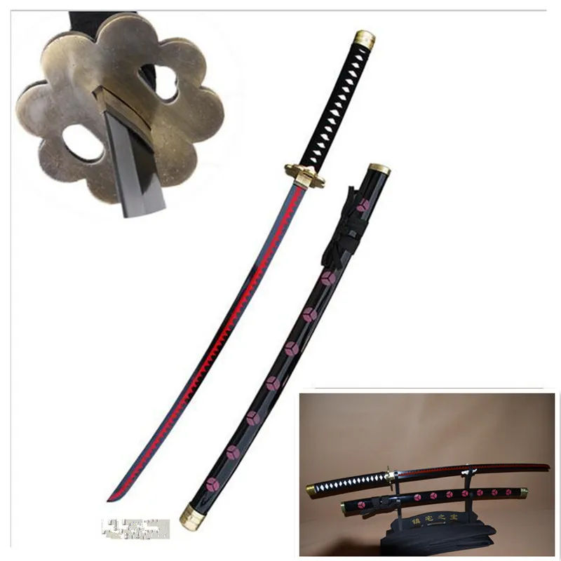 Косплей Аниме One Piece Zoro Sword Black ShusuiSandai Katana Настоящее стальное лезвие красное