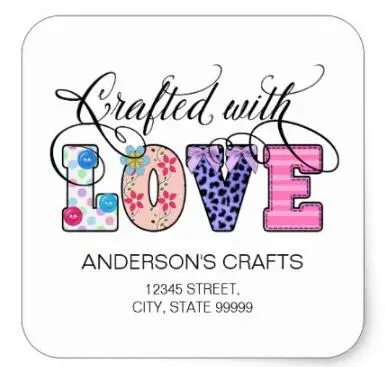

1.5inch Crafted With Love Black Script ID193 Square Sticker