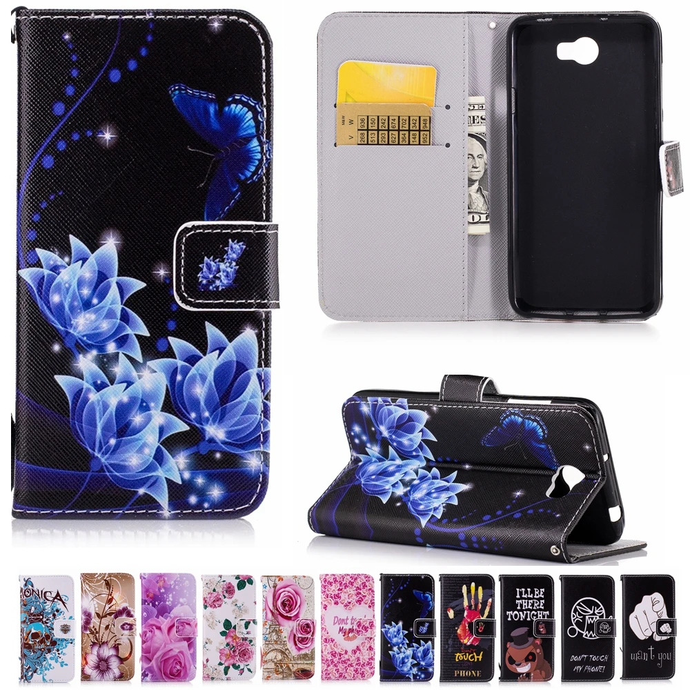 Кожаный чехол книжка для Huawei Y5II компактный Y5 II Y6 Y 5ii / 5 Honor 5A с откидной крышкой 2 8 9